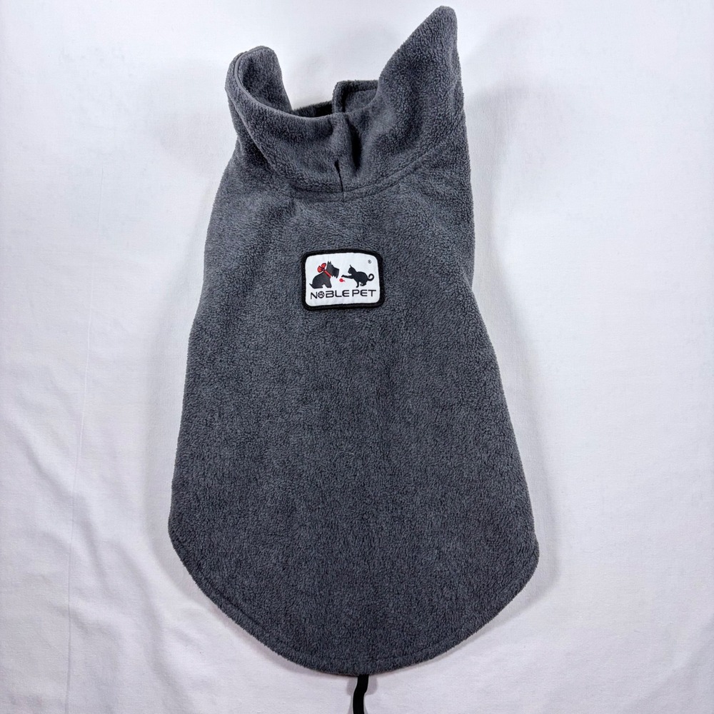 Noble Pet Gray Fleece Dog Jacket Vest Adjustable Hook and Loop Warm Pet Coat